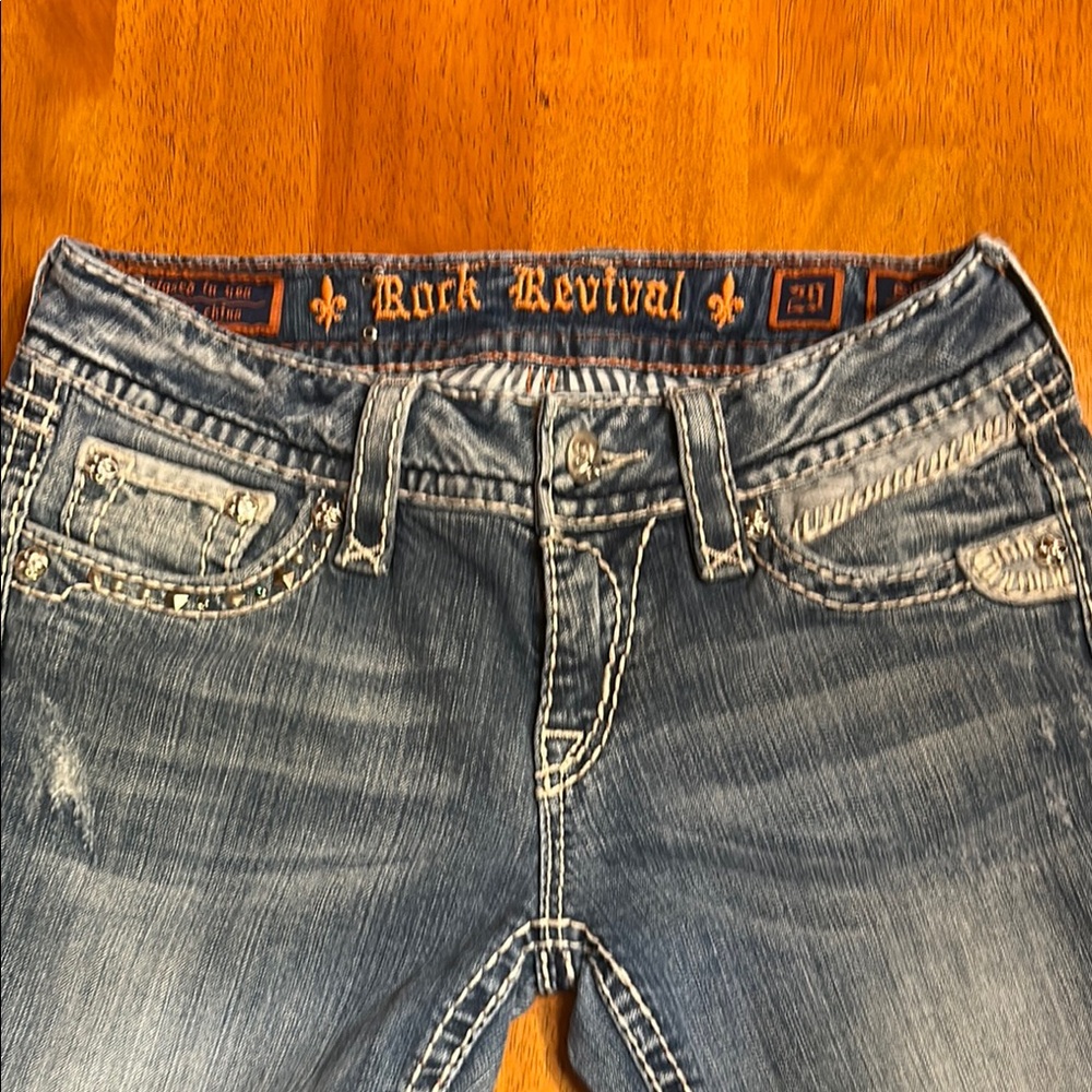 Rock Revival Distressed Blue Jeans